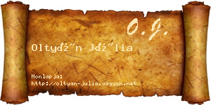 Oltyán Júlia névjegykártya